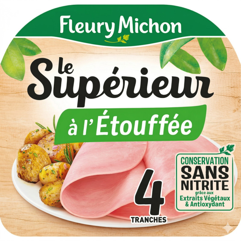 Jambon Le supérieur cuit à l'étouffée, avec couenne