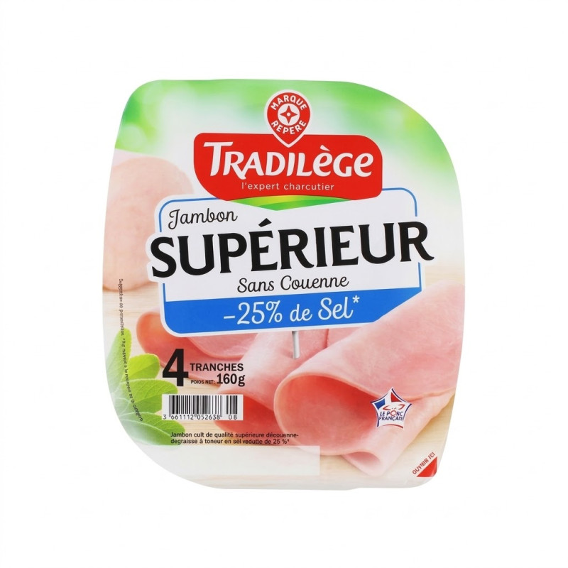 Jambon supérieur sans couenne réduit en sel