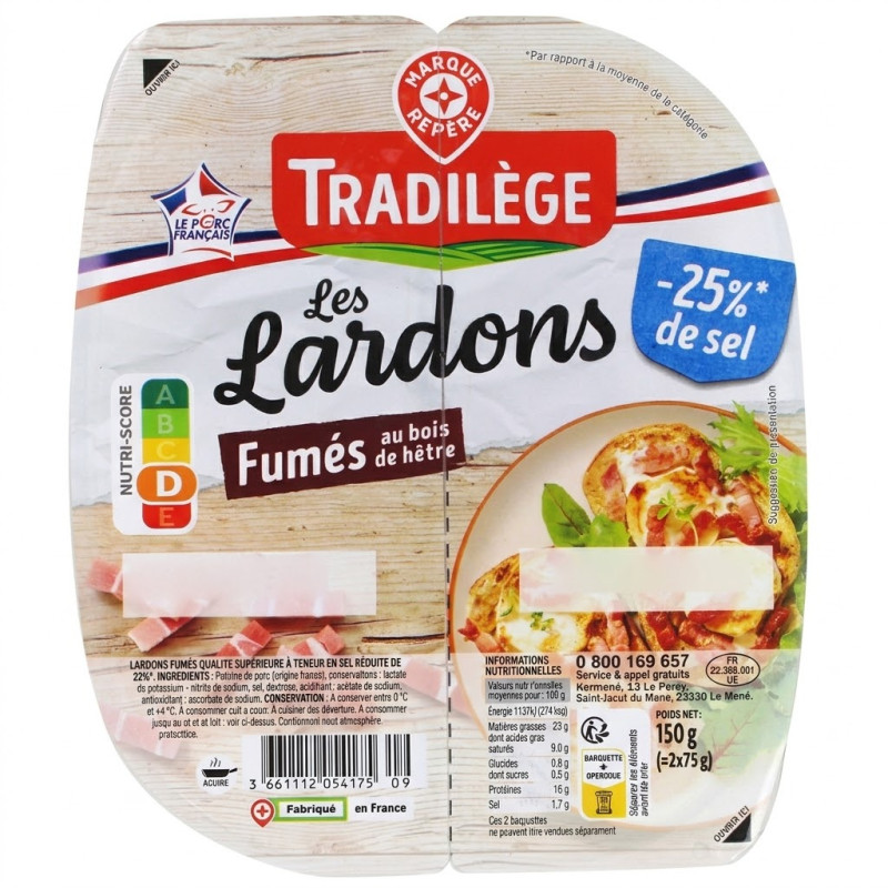 Lardons fumés -25% sel