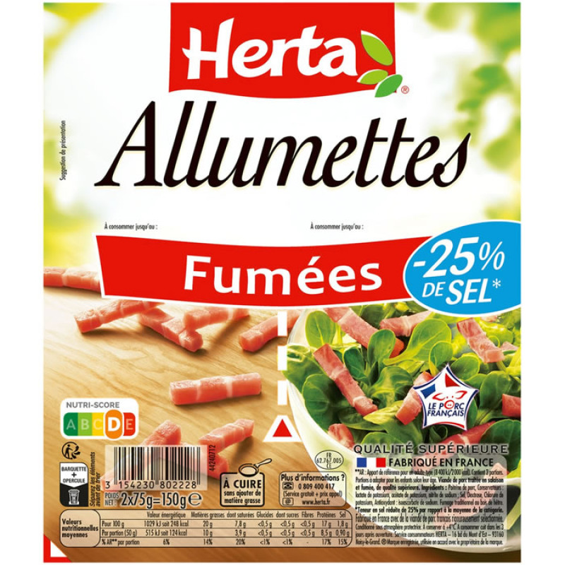Allumettes fumées 25% de sel en moins