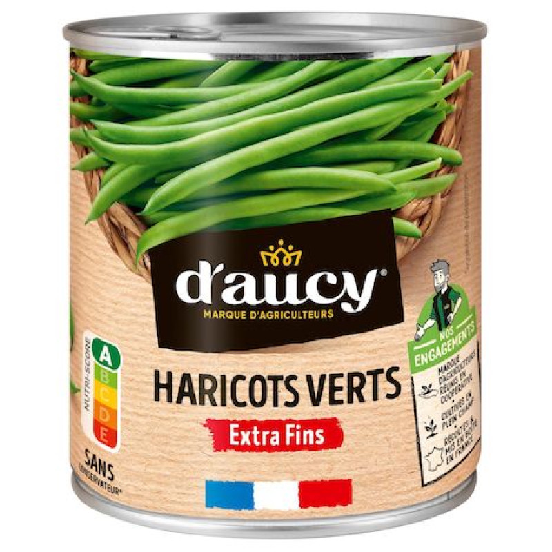 haricots verts, extra fins et rangés