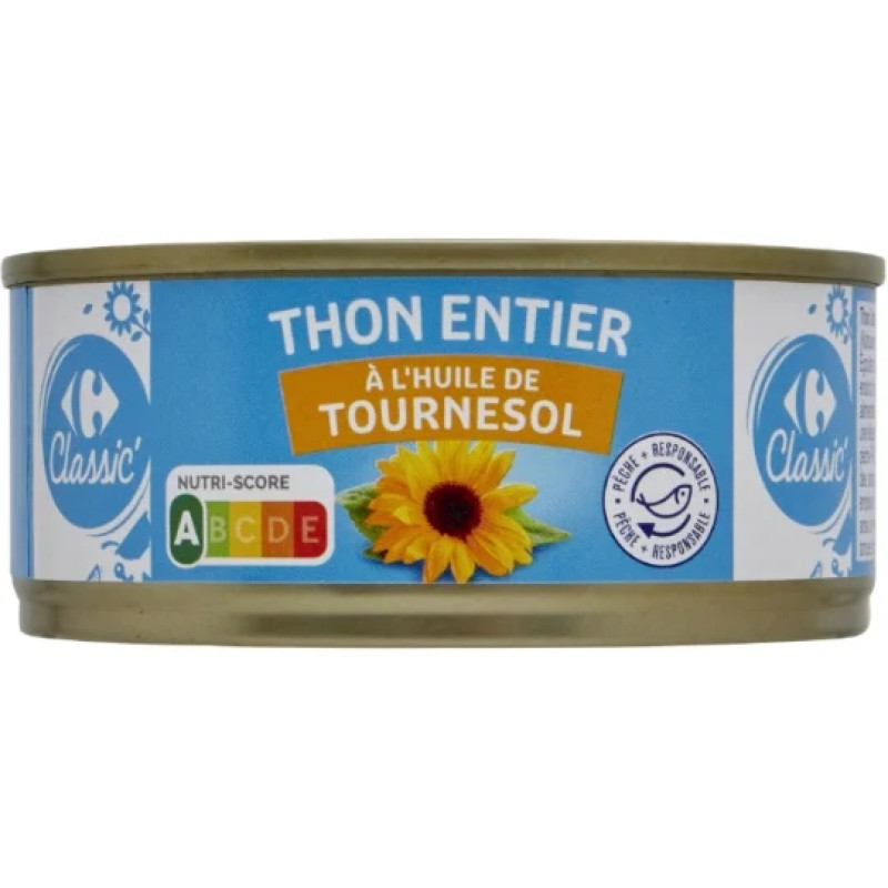 thon entier à l'huile de tournesol