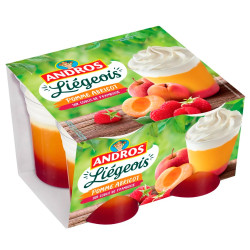 Liégeois pomme abricot, coulis framboise