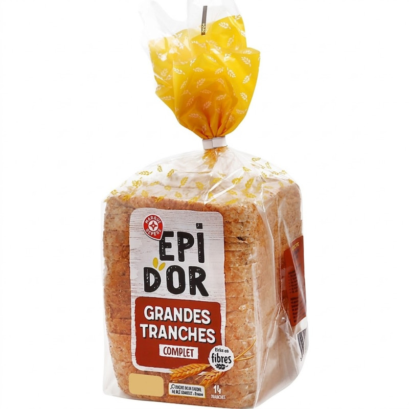 Pain de mie grandes tranches, complet