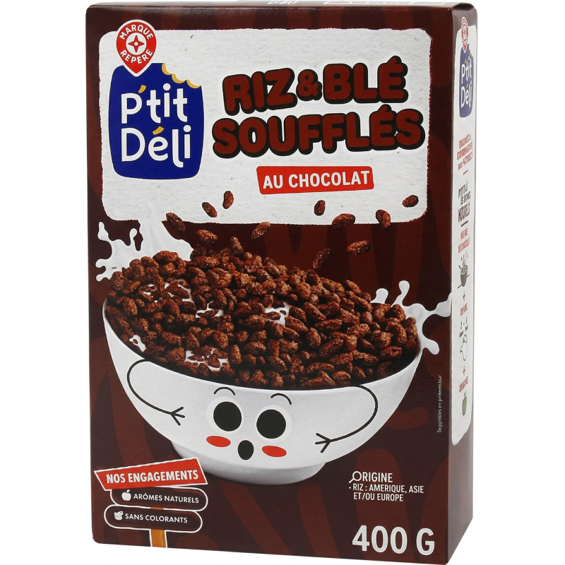 Riz et blé soufflé au chocolat