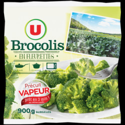 brocolis en fleurettes, précuits vapeur