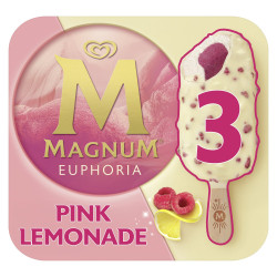 Magnum Euphoria pink lemonade, batonnet glace citron avec coeur framboise