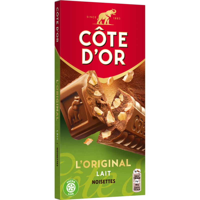 Tablette chocolat lait et noisettes, l'original
