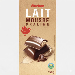Tablette chocolat lait fourrée mousse praliné