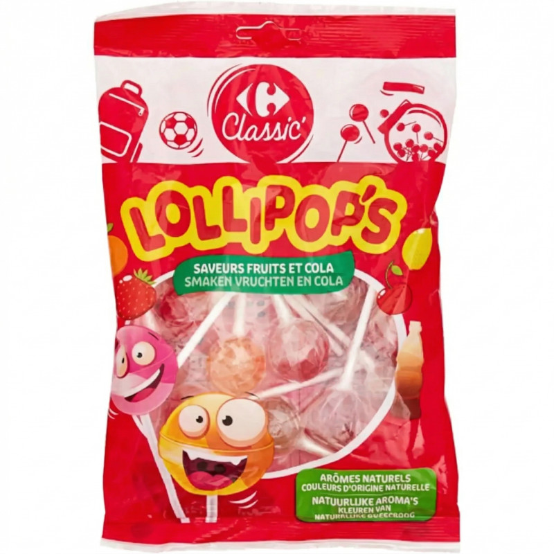 Lollipop's, sucettes saveurs fruits et cola